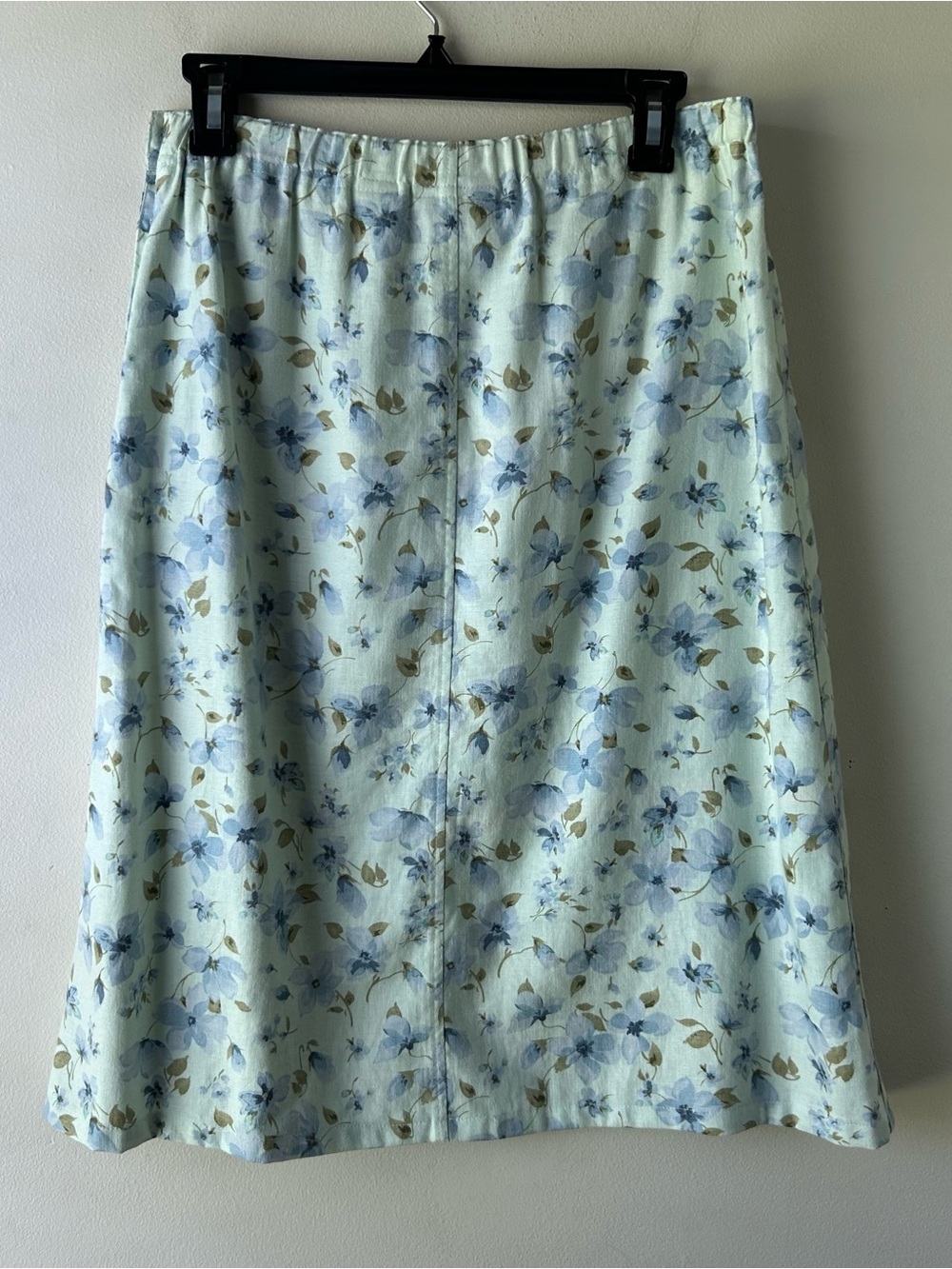 Liz Claiborne Linen Blend Floral Midi A-line Skirt Green Blue 8P - Picture 4 of 5
